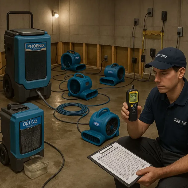 Structural Drying and Dehumidification process in Norton, MA